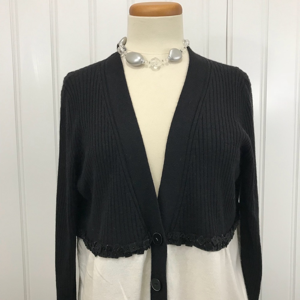 Maria Rinaldi v neck cardigan black & white size m